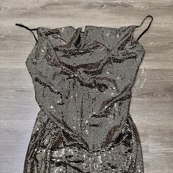 Jacaranda Dress Sequins Black Silver Backless Club Slinky Sexy Sparkle Large - Picture 2 of 4